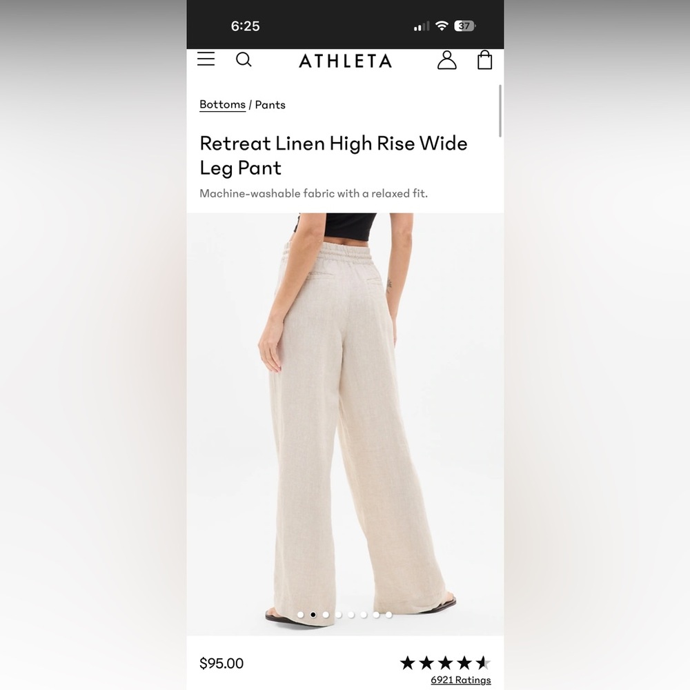 Athleta Women’s Retreat Linen High Rise Wide Leg … - image 2